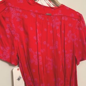 Billabong Red with Pink Print Wrap Tie Midi/Maxi Dress. NWT.